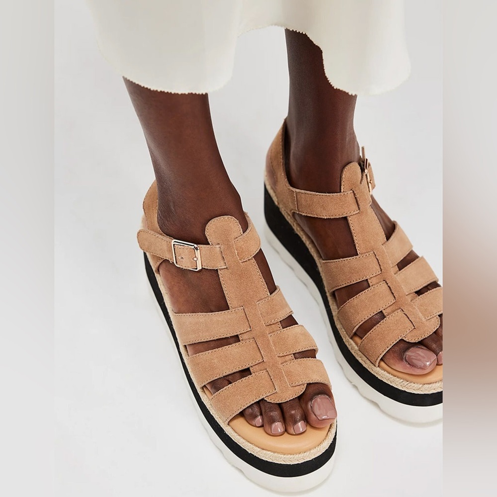 NWT Free People Mykonos Platform Wedge Fisherman Sandals Sz 9,5